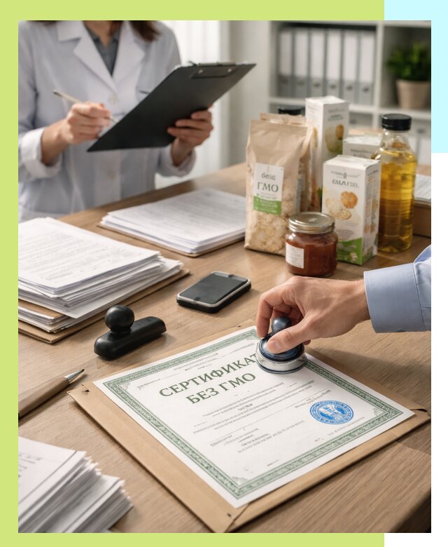 Получение сертификата Без ГМО для продукции в Каспийске